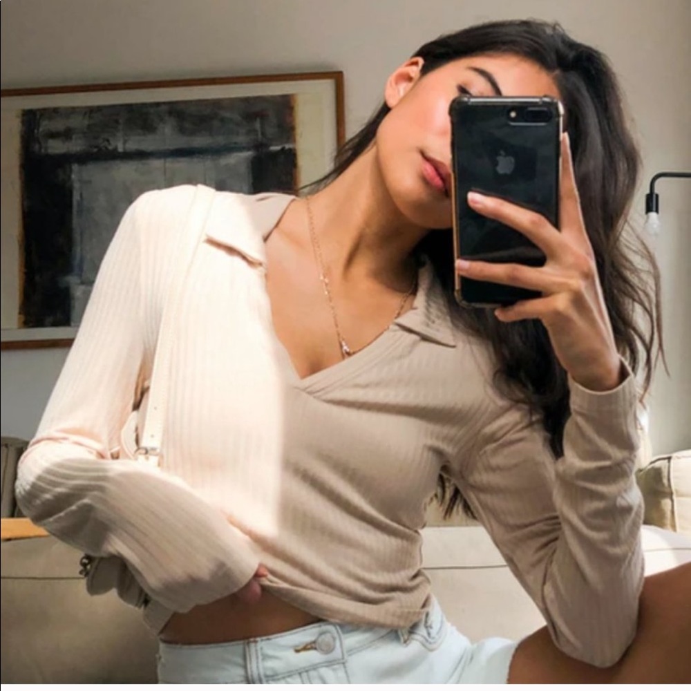 glassons ribbed polo top